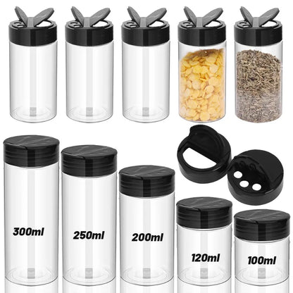 1/10Pcs Plastic Spice Jars with Shaker Lids Kitchen Empty Salt Pepper Condiment Powder Barbecue Seasoning Bottles Container