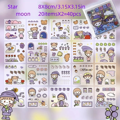 40/80pcs PET Stickers Season Series PET Decorative Stickers DIY Diary Girls Scrapbooking Material Decor Album Stationery Sticker