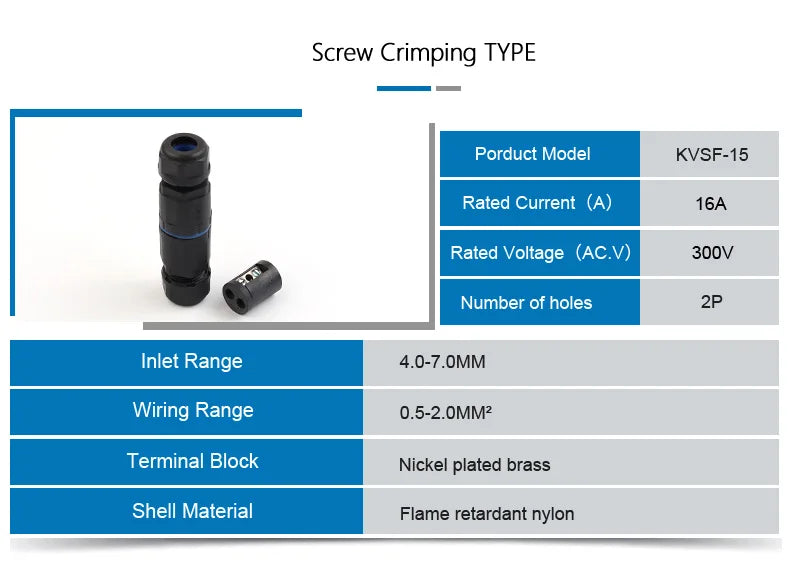 IP68 Waterproof Cable Connector Quick Connection KVSF-15 2 In 2 Out 2/3/4/5 Pin Electrical Terminal Adapter Wire Connector