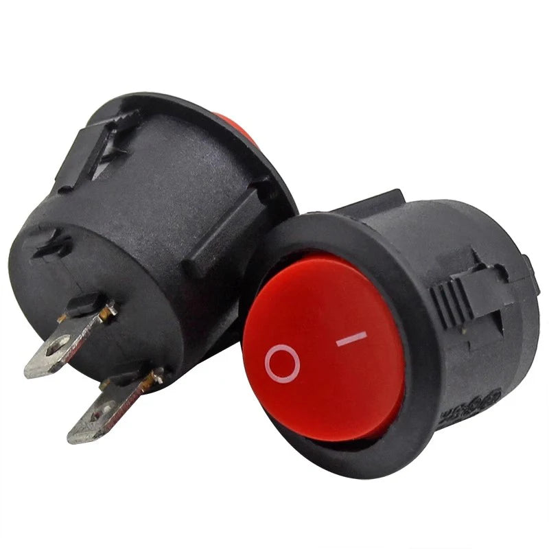 5Pcs 20mm ON/OFF Round Rocker Toggle Switch KCD1-105 6A 250V 10A 125V Plastic Push Button