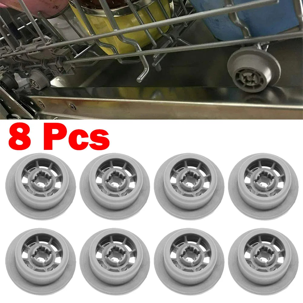Dishwasher Lower Basket Wheels — 8pcs Replacement Rollers for Siemens S5555X0GB/79 S5943X2GB/31 S6409N2GB/17 HF87950GB/03 KG57U95/13