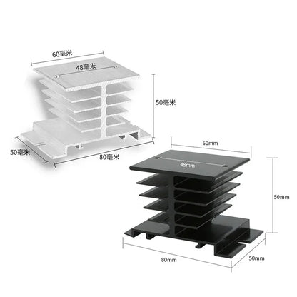 Aluminum Heat Sink for SSR Solid State Relay 10A–100A 12V–220V Cooling Base Single/Three Phase