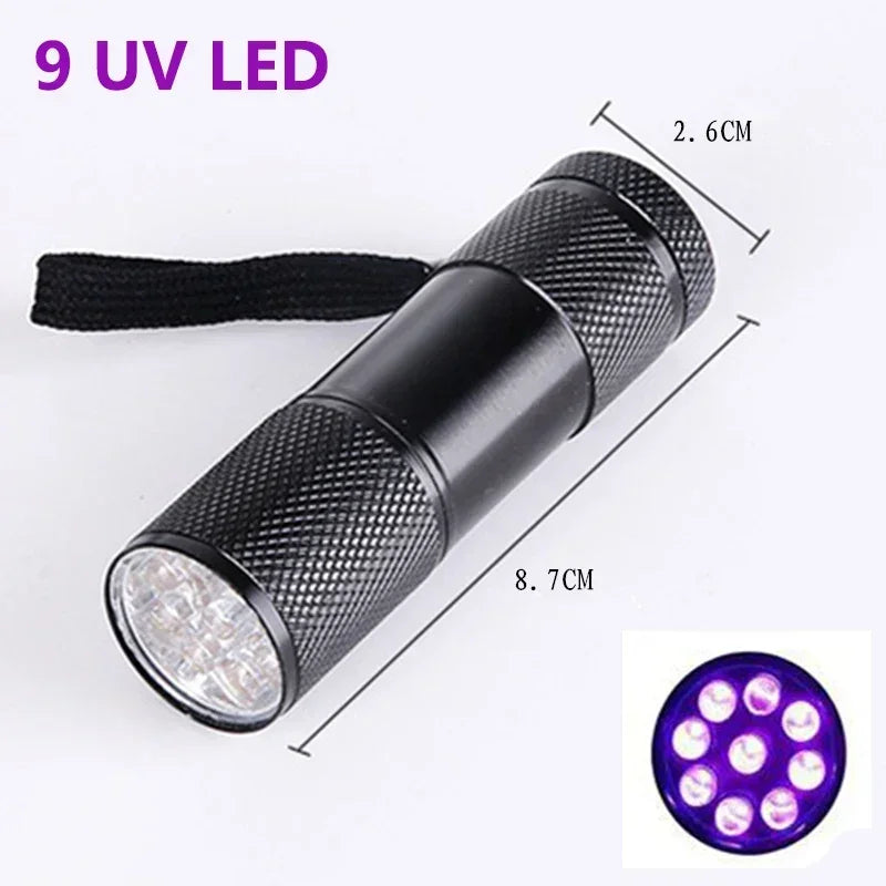 Mini 9-51 LED Portable UV Pocket Flashlight Black Light Detector