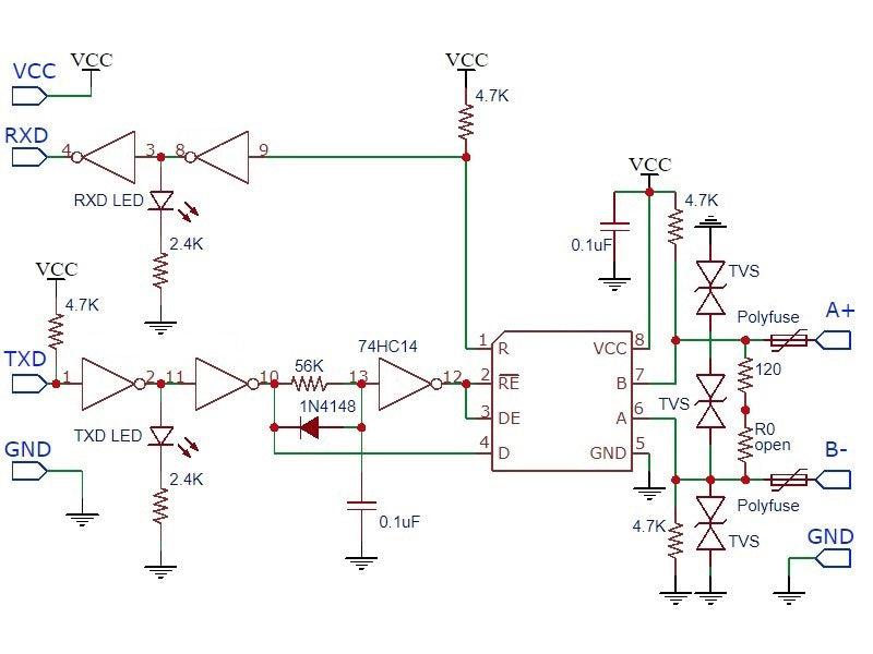 SCM TTL to RS-485 Interface Module