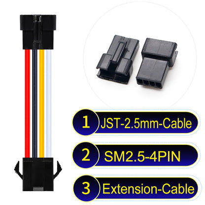 JST SM2.54 4Pin Male Female Extension Cable, 2.54mm pitch, UL1007-certified, designed for LED lighting, power modules, and industrial applications.