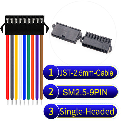 JST SM2.54 9Pin Single-Headed cable, 2.54mm pitch, UL1007-certified, designed for LED lighting, power modules, and industrial applications.