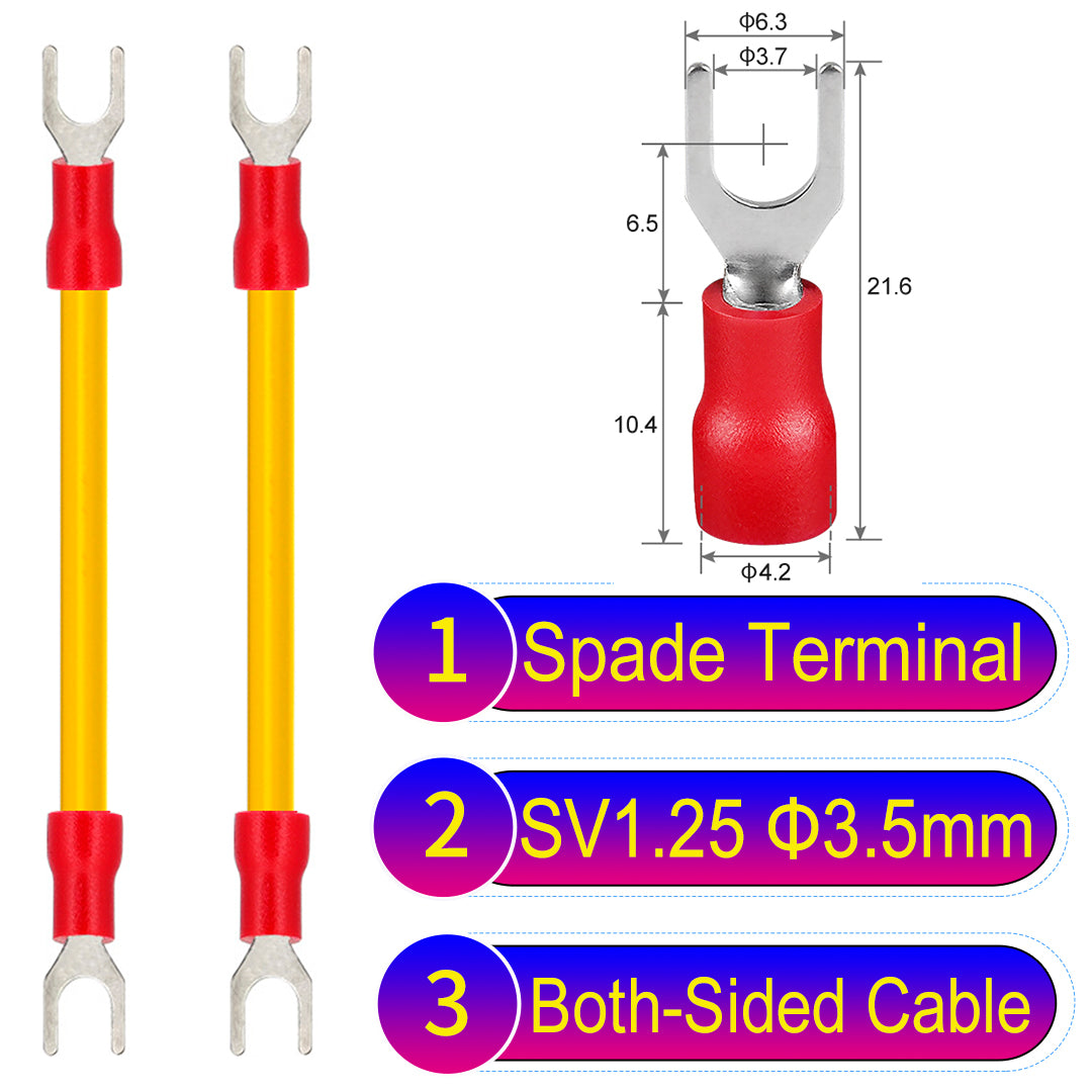 SV1.25_3.5mm_both_sided_spade_terminal_insulated_connector_Cable_Yellow