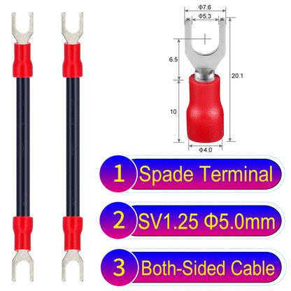 SV1.25_5mm_both_sided_spade_terminal_insulated_connector_Cable_Black