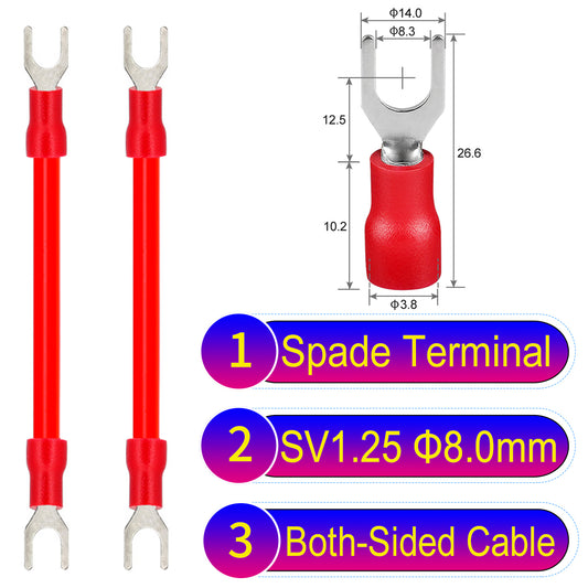 SV1.25_8mm_both_sided_spade_terminal_insulated_connector_Cable_Red