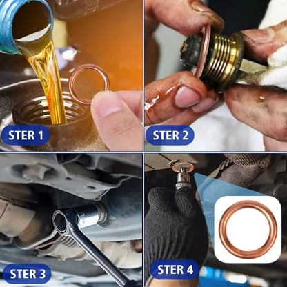 Car Oil Pan Drain Gasket – Aluminum/Copper Oil Drain Plug Gasket Replacement Accessories for Volkswagen & Audi