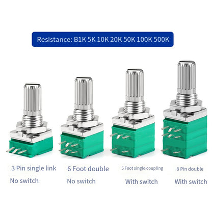Audio Equipment 60*60*60 Mm Sealing Potentiometer Knurled Shaft Potentiometer Control Device Plastic Shell Single Linear Use