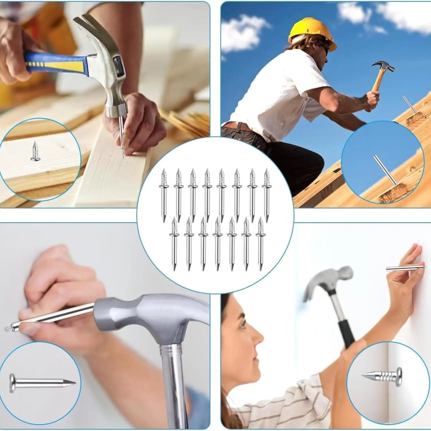 Double Head Seamless Nails — Skirting Board Thread Nail No-Trace Metal Rust-Proof Fixator for Wood 200pcs