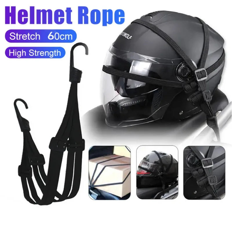 60/90cm Motorcycle Helmet Straps Motorcycle Accessoy Hooks Luggage Retractable Elastic Rope Fixed Strap Motos Helmet Luggage Net