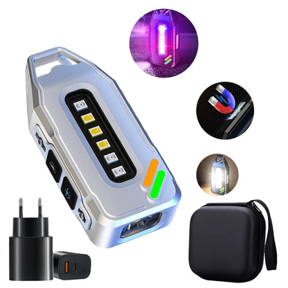 Portable LED Flashlights Rechargeable Work Light COB Magnetic Floodlight with Pen Clip Headlamp Outdoor Camping Fishing Torch