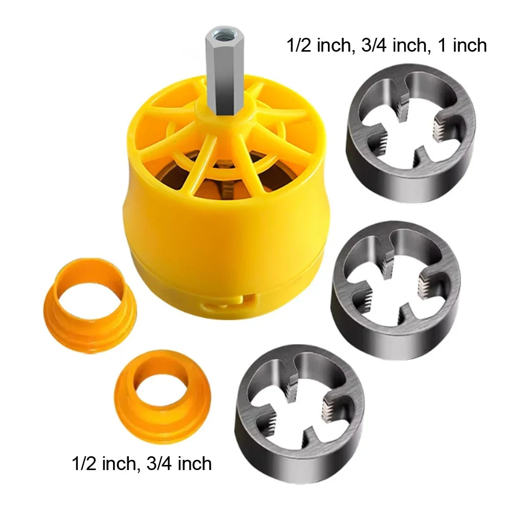 PPR Pipe Threader Kit With 1/2In 3/4 In 1 Inch Dies Pipe Threader Pipe Round Die PVC Pipe Threading Tool Kit Power Tool Parts