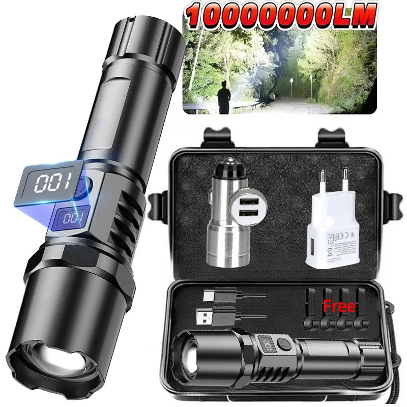 Super Bright LED Flashlight USB-C Rechargeable Tactical Torch
