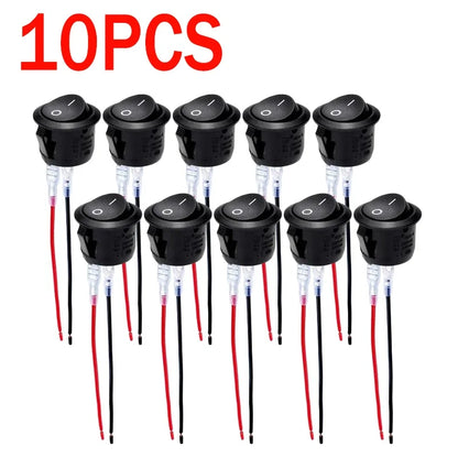 Mini Round Rocker Toggle Switch SPST 2-Pin 12V/24V with Wires – ON/OFF