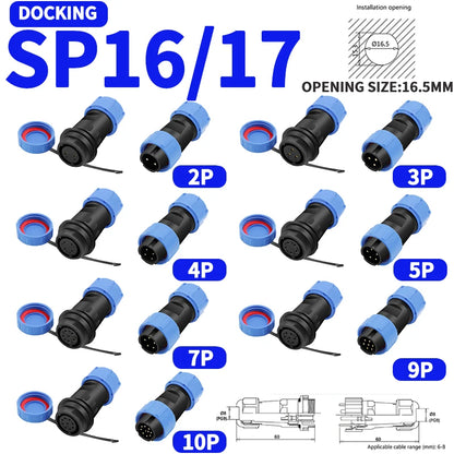 SP Series IP68 Waterproof Aviation Connector SP13 SP16 SP17 SP20 SP21 2-12Pin Panel Mount Plug and Socket