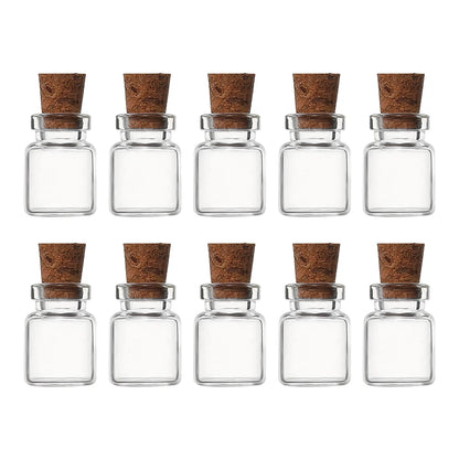 Mini Glass Bottles with Cork Stoppers — 5ml to 20ml Vials, 10pcs