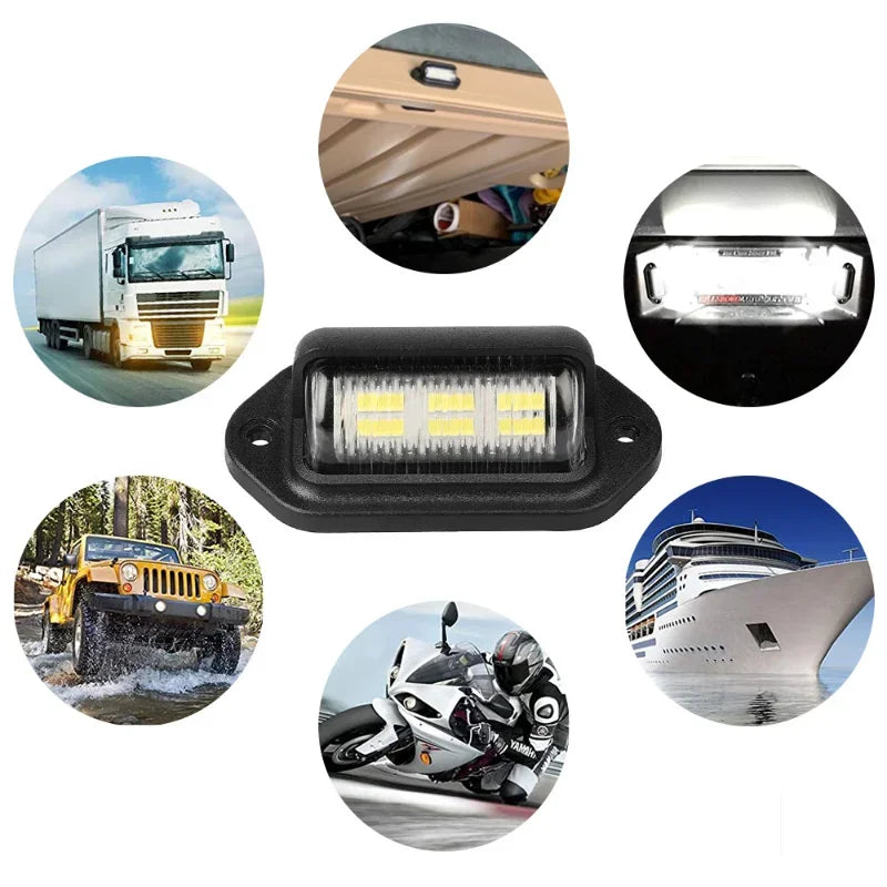 6 LED Car License Plate Light 12-24V Waterproof White Lamp