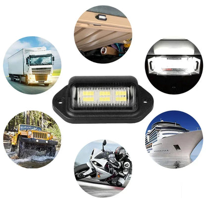 6 LED Car License Plate Light 12-24V Waterproof White Lamp