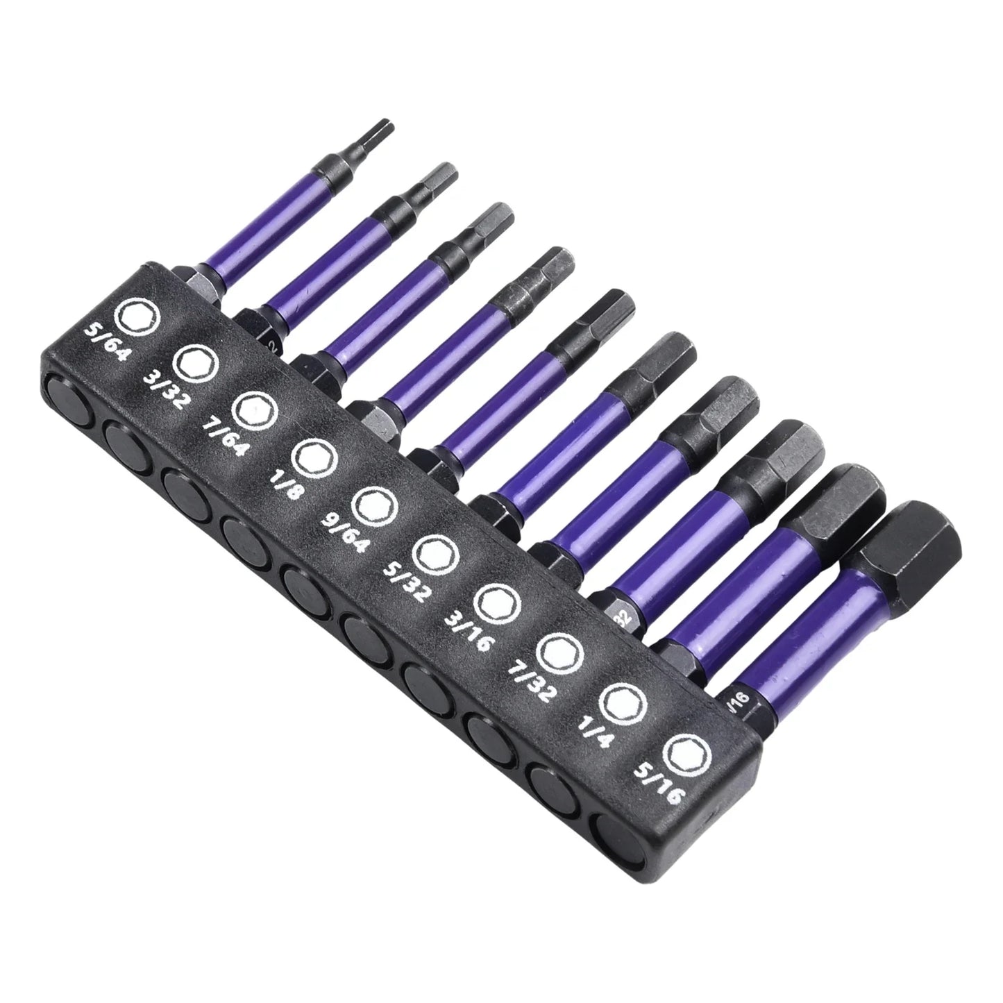 10Pcs Magnetic Hex Head Screwdriver Bit Set 1/4 Shank Screwdriver Bit Imperial 5/64 3/32 7/64  1/8 9/64 5/32 3/16 7/32 1/4 Power
