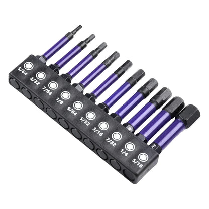 10Pcs Magnetic Hex Head Screwdriver Bit Set 1/4 Shank Screwdriver Bit Imperial 5/64 3/32 7/64  1/8 9/64 5/32 3/16 7/32 1/4 Power