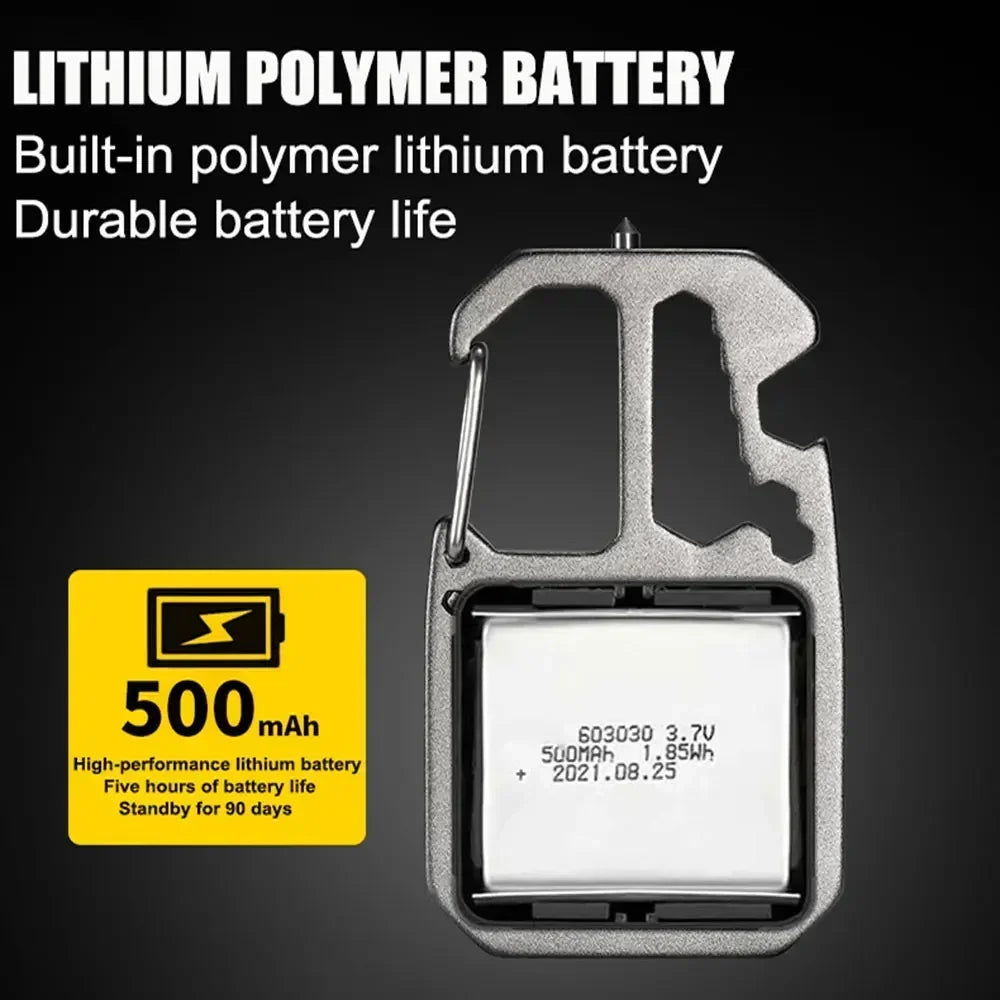 Mini Multifunctional Keychain LED Flashlight USB Rechargeable Portable Flashlight Outdoor Camping Torch Emergency Lantern 500Mah