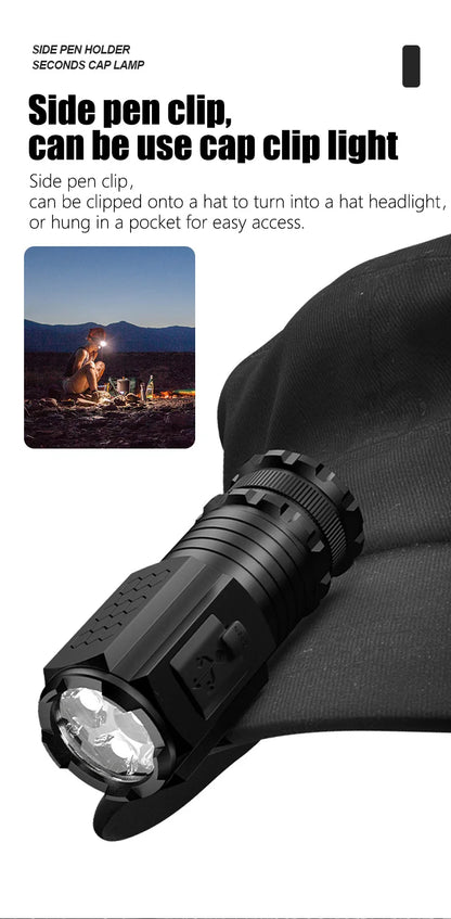 Powerful LED Flashlight GT60 High Power Tactical Zoomable Torch USB Rechargeable Outdoor Camping Lantern with Power Display