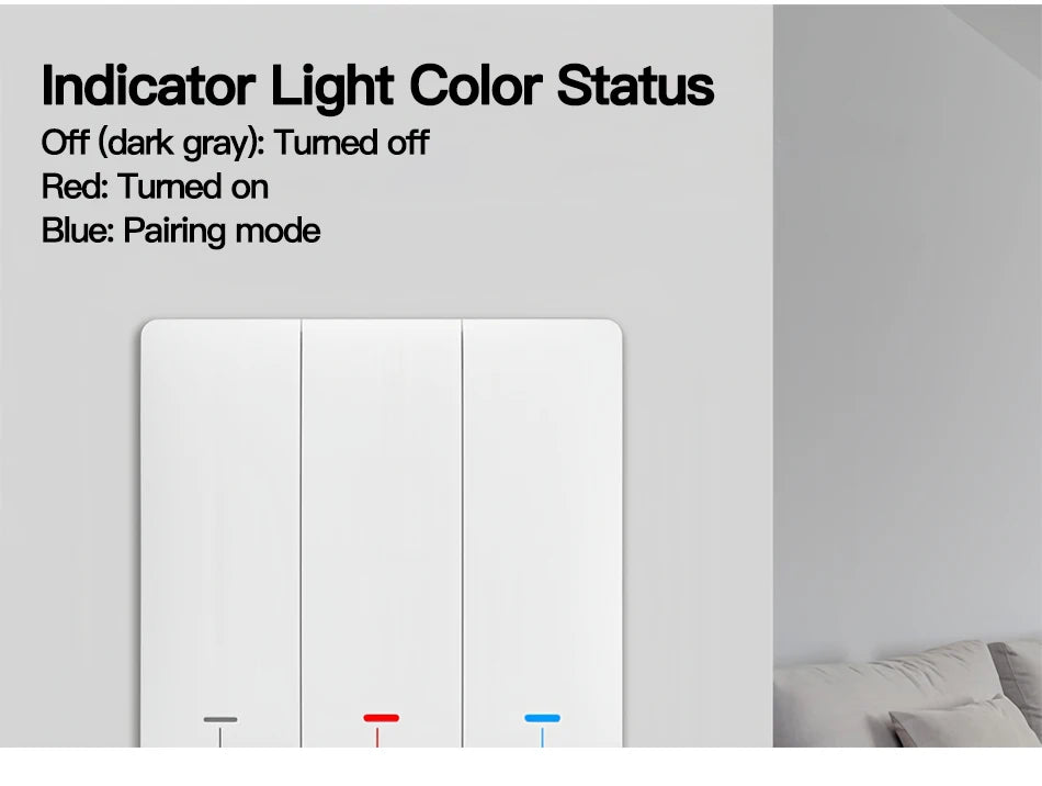 Tuya ZigBee Smart Light Switch No Neutral Wire 1/2/3 Gang Wall Touch Switch Works with Alexa Google Home