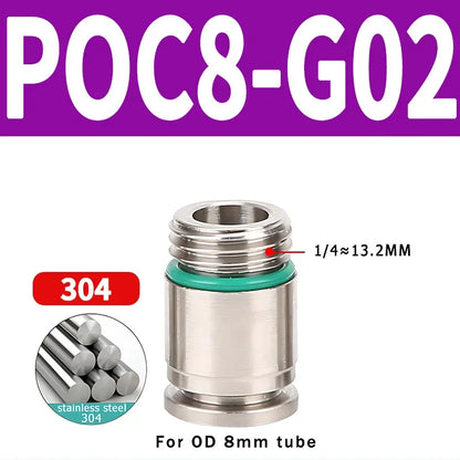Stainless Steel 304 POC-G Internal Hexagonal Quick Insertion Pneumatic Fitting Gas Pipe Quick Insertion Joint