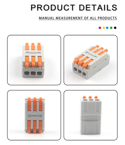 10PCS Universal Compact Wire Connector Splitter Quick Electrical Cable Splice Terminal Block for 28-12AWG Small Wiring Connector