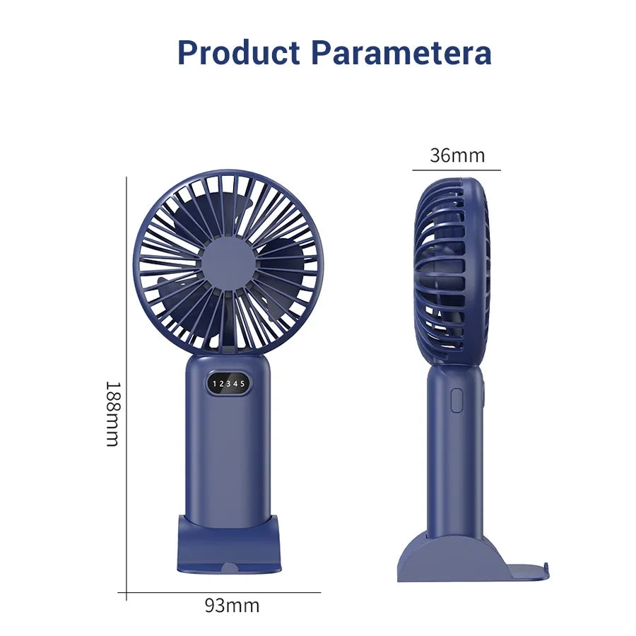 Creative Mini Handheld Small Fan USB Charging Portable 5 Speed High Wind Desktop Office Travel Pocket Fan Student Indoor Quiet