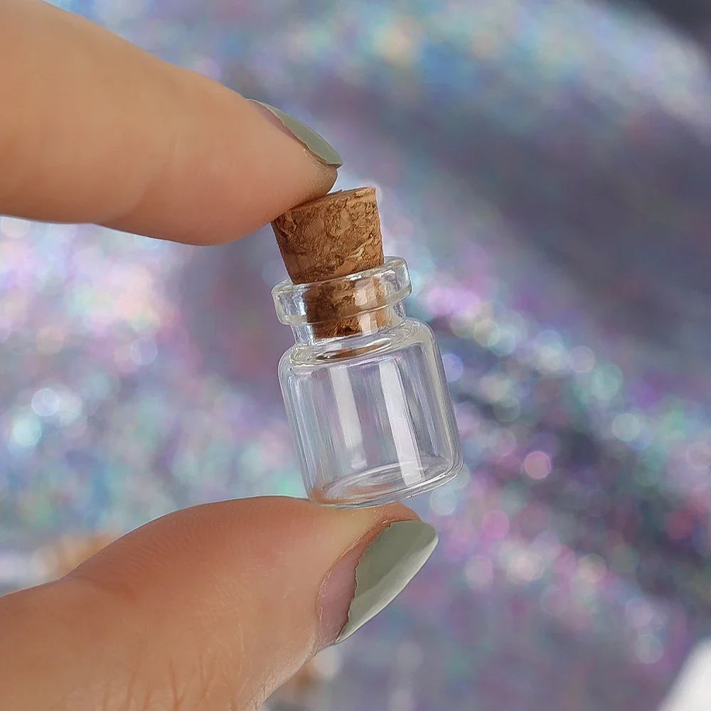 10/100Pcs Mini Clear Glass Bottles with Cork Stopper, Message Bottles for Wedding, Birthday, Party Decoration, DIY Jars, Vials, Gifts