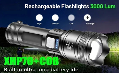 1/2Pack Super Bright Flashlight USB Rechargeable LED Long Range Tactical Torch Lamp Outdoor Waterproof Camping Fishing Lantern