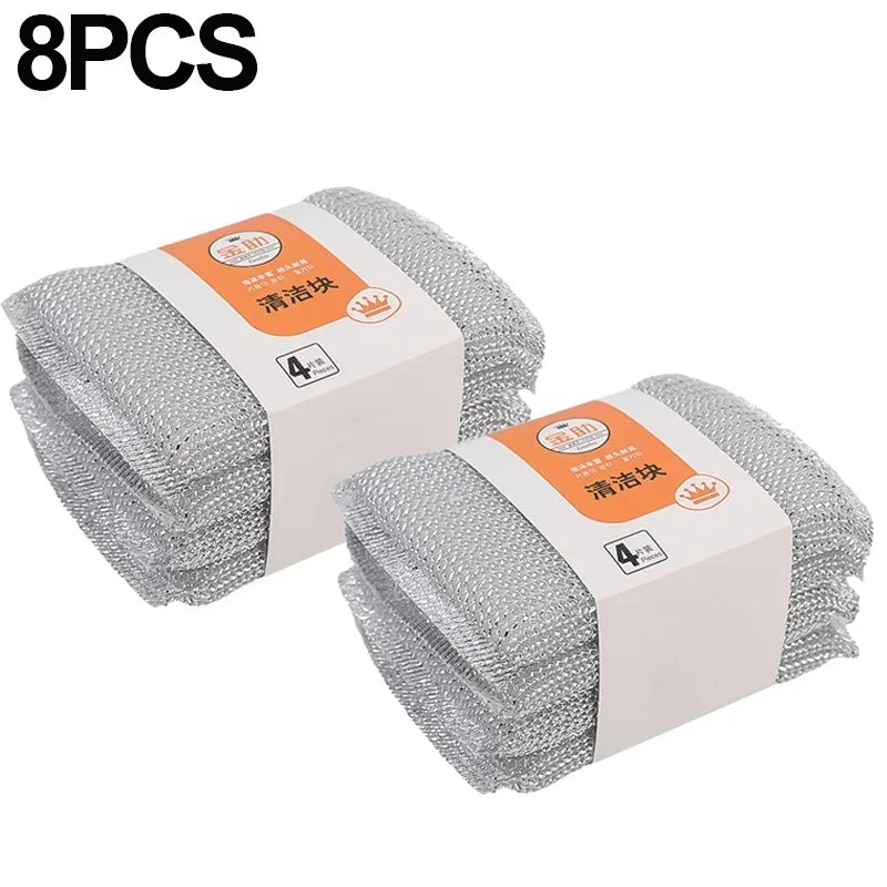 Wholesale Steel Wire Dishwashing Sponge Double Sided Cleaning Sponge Non-stick Oil Kitchen Dishcloth Reusable home Cleaning Tool