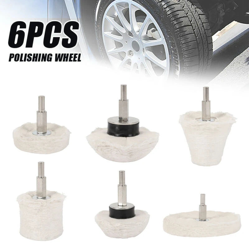 6PCS Stainless Steel Polishing Wheel Set | Cloth + Steel Polisher for Metal, Jewelry, Glass, Aluminum, Ceramic, Wood