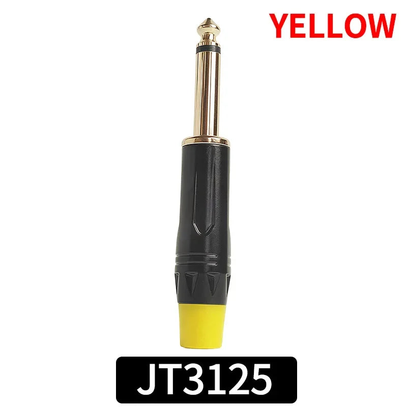 6.3mm Mono Plug to Gold RCA Connector Coaxial AV Audio Video Solder Adapter for Speaker Amplifier Mixer PC DIY