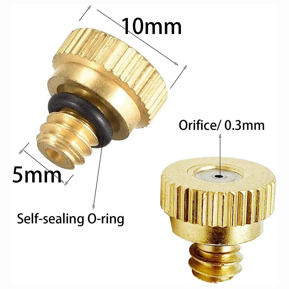10-Pack Brass Water Spray Atomizers For Efficient Garden Cooling & Irrigation Easily Installed And Removed
