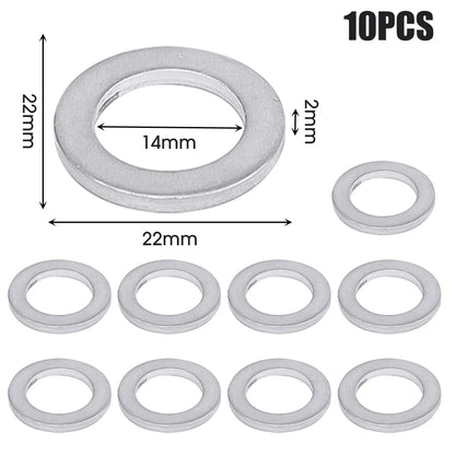 14mm Aluminum Oil Drain Plug Crush Washer Set — Universal Oil Change Gasket Kit