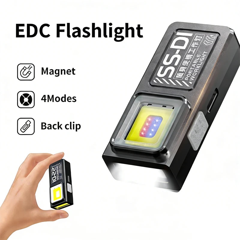 Rechargeable Mini Flashlight Super Bright COB Portable Work Light W/Magnetic Base Strobe Pen Clip-On Light Camping Emergency