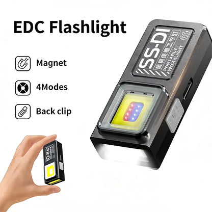 Rechargeable Mini Flashlight Super Bright COB Portable Work Light W/Magnetic Base Strobe Pen Clip-On Light Camping Emergency