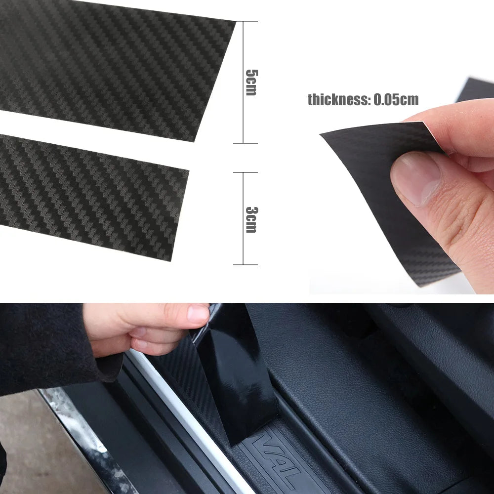 3D Carbon Fiber Sticker – Car Threshold Protective Film Anti-Scratch Waterproof Matte Black Nano Sticker Tape for Car Body