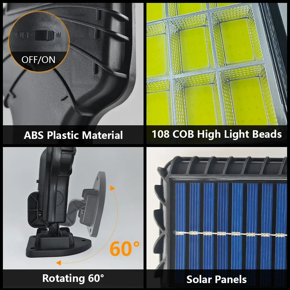 Solar LED Wall Light Outdoor — Motion Sensor, IP65 Waterproof, 3-Mode, 18650 Battery | Garden Street Security Lamp