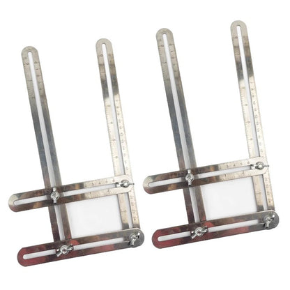 2pcs Multifunctional Four-fold Ruler Stainless Steel Folding Ruler Adjustable Angles Design For Woodworking Architecture