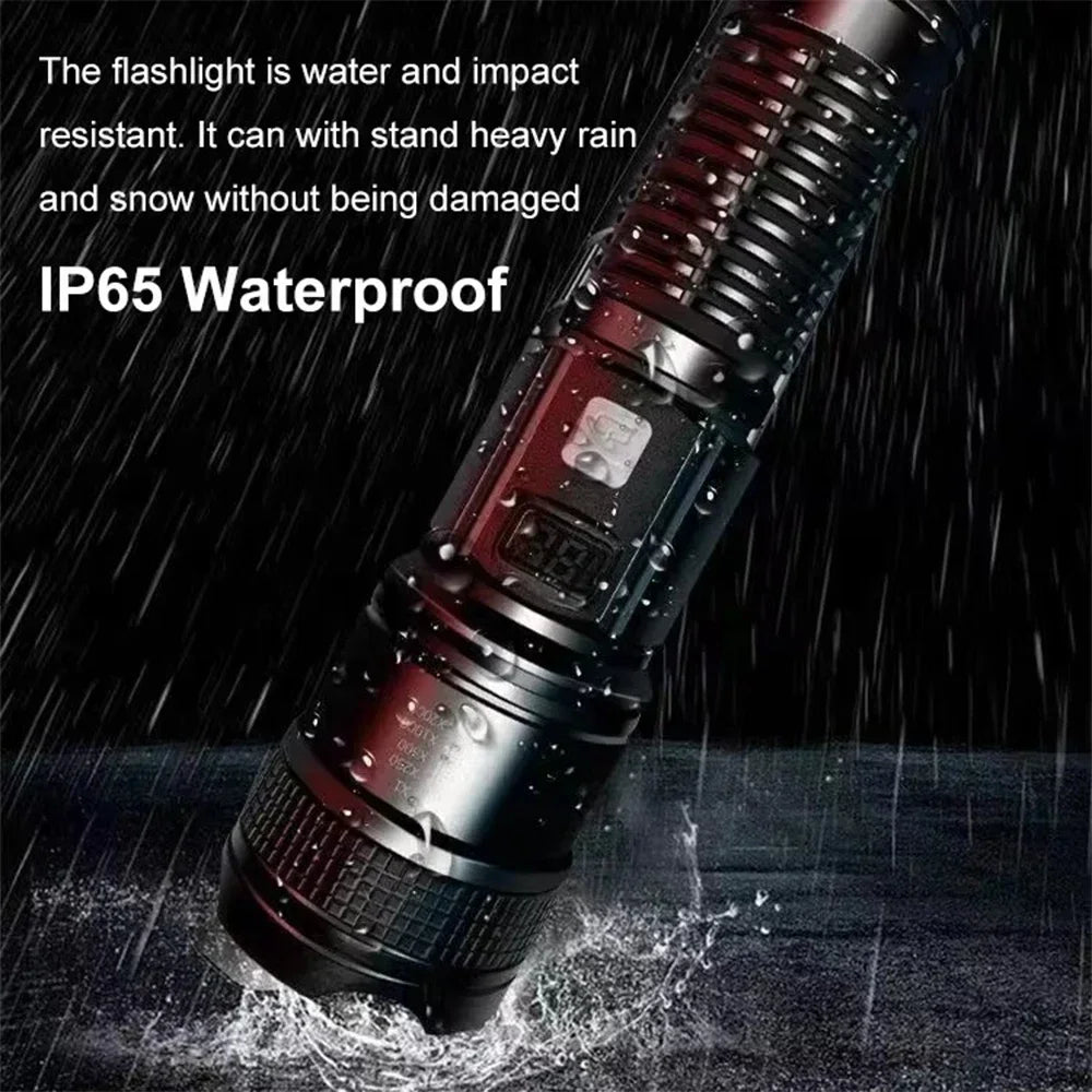 Super Bright LED Flashlight Battery Display Zoom Torch