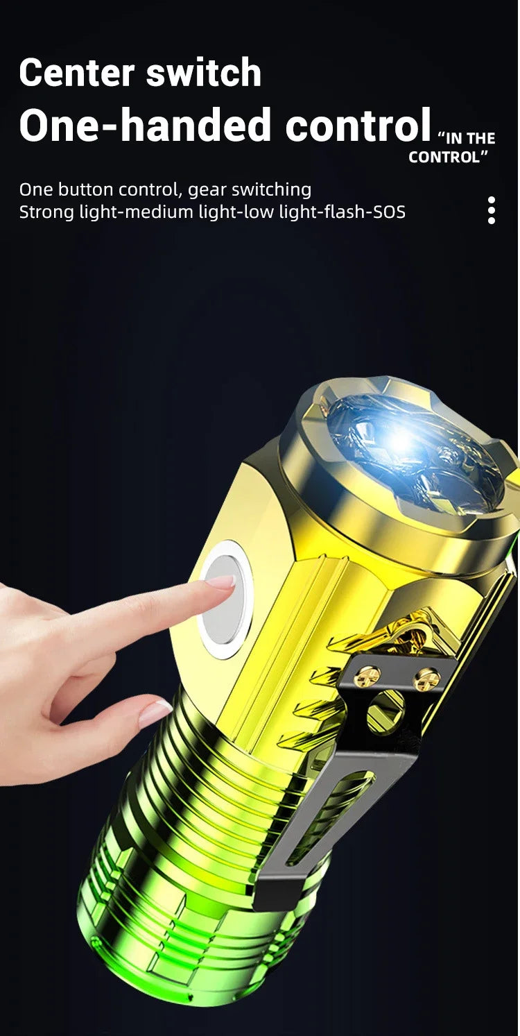 Rechargeable LED Pen Flashlight Mini Clip Waterproof Torch