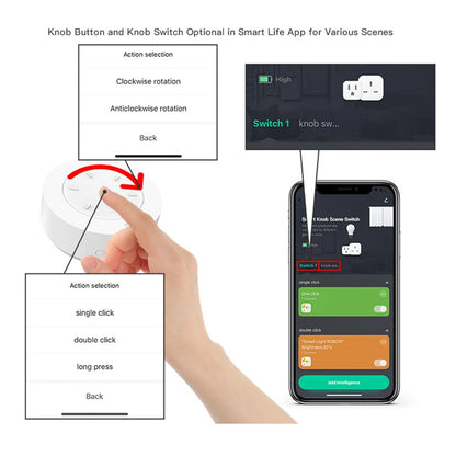 For Zigbee Smart Rotary Knob Switch for Controlling Light Bulbs Remotely with One Touch Operation and Wide Hub Compatibility