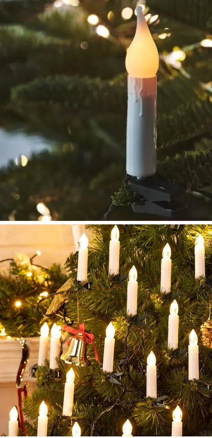 Flameless Taper Christmas Candle String Light with Clips 10/20 LED for Home Party Xmas Tree Holiday Decorations
