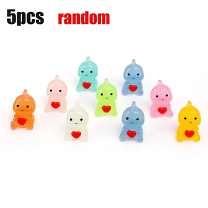 Dinosaur Hug Heart Car Ornament Luminous Dashboard Decor 10/1PCS